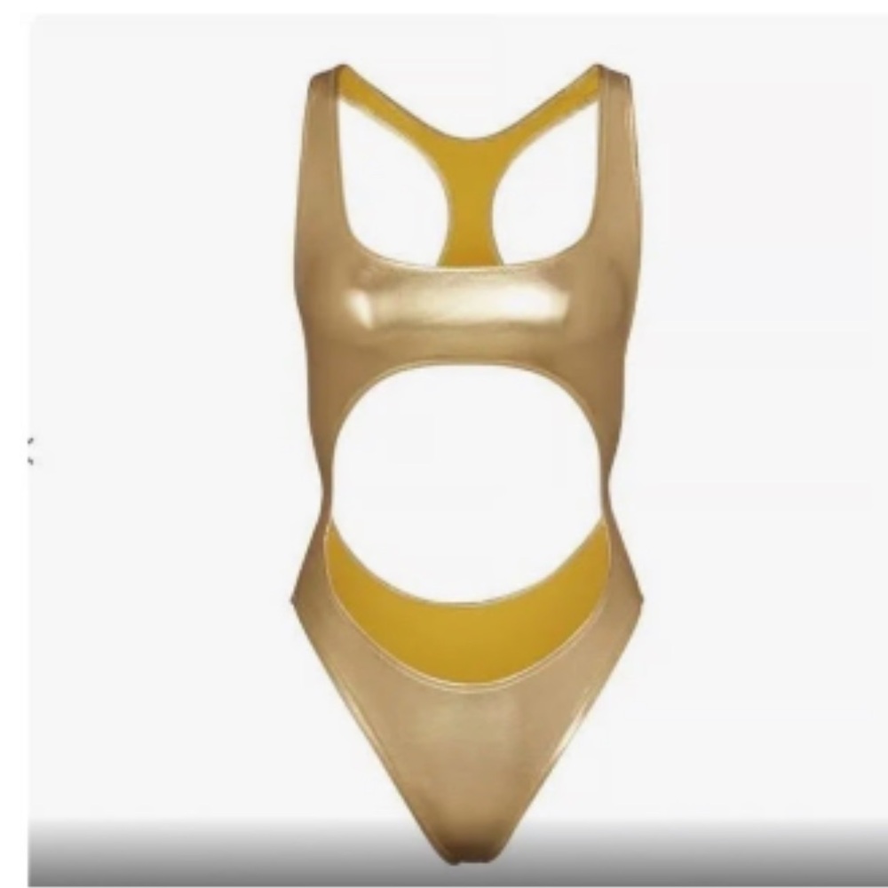 SKIMS by Kim Kardashian Metallic cut out swim monokini in GOLD Size 3X